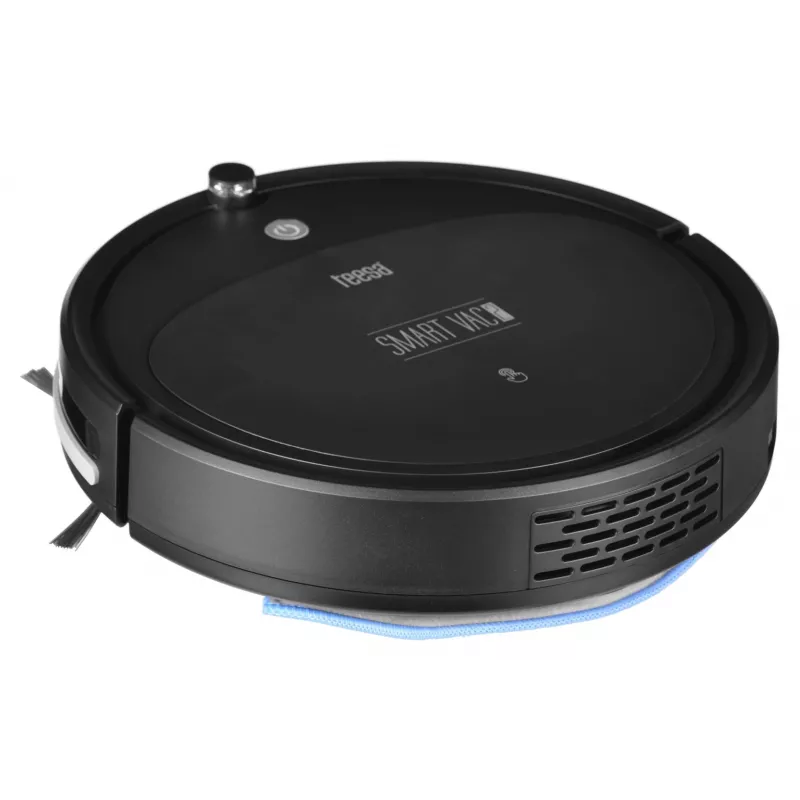 Robot vacuum cleaner TEESA Smart VAC 2 — round, black, 1000 Pa suction, 9.6V/2000mAh Li battery, 0.2 L dust box, Wi‑Fi, automatic return