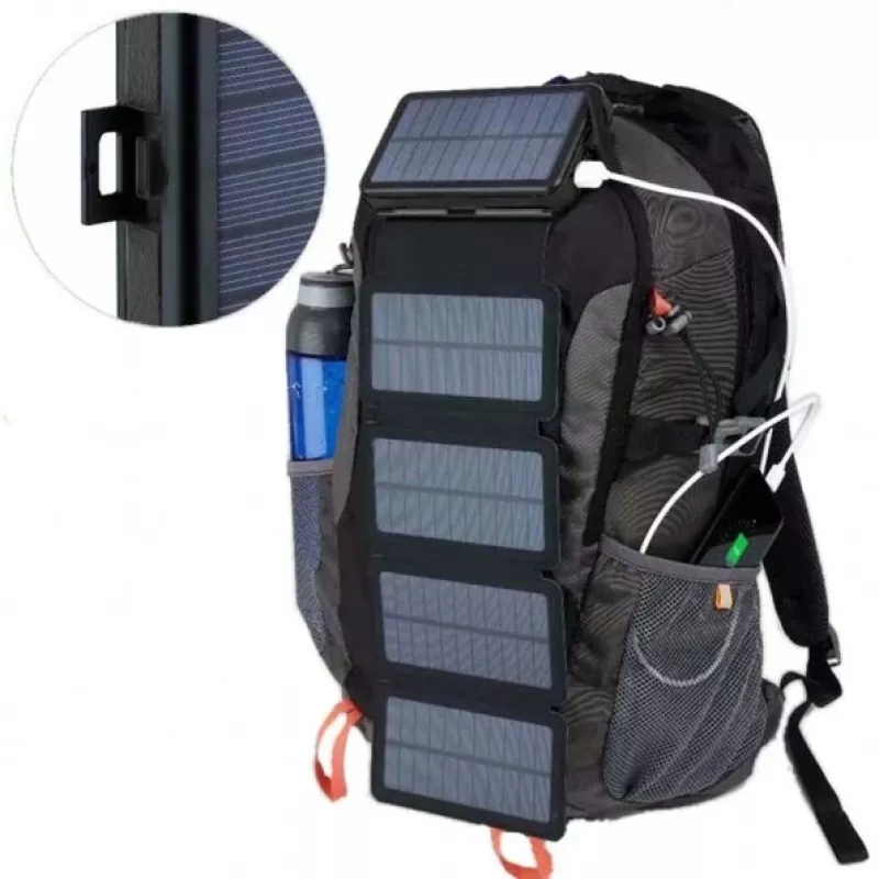 PowerNeed ES20000B Foldable Solar Panel with Power Bank, 9 W, 20000 mAh, Li-Poly, 2x USB 2A, Black