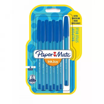 PAPER MATE Ballpoint Pen InkJoy 100 Cap 8 pc(s) M Blue