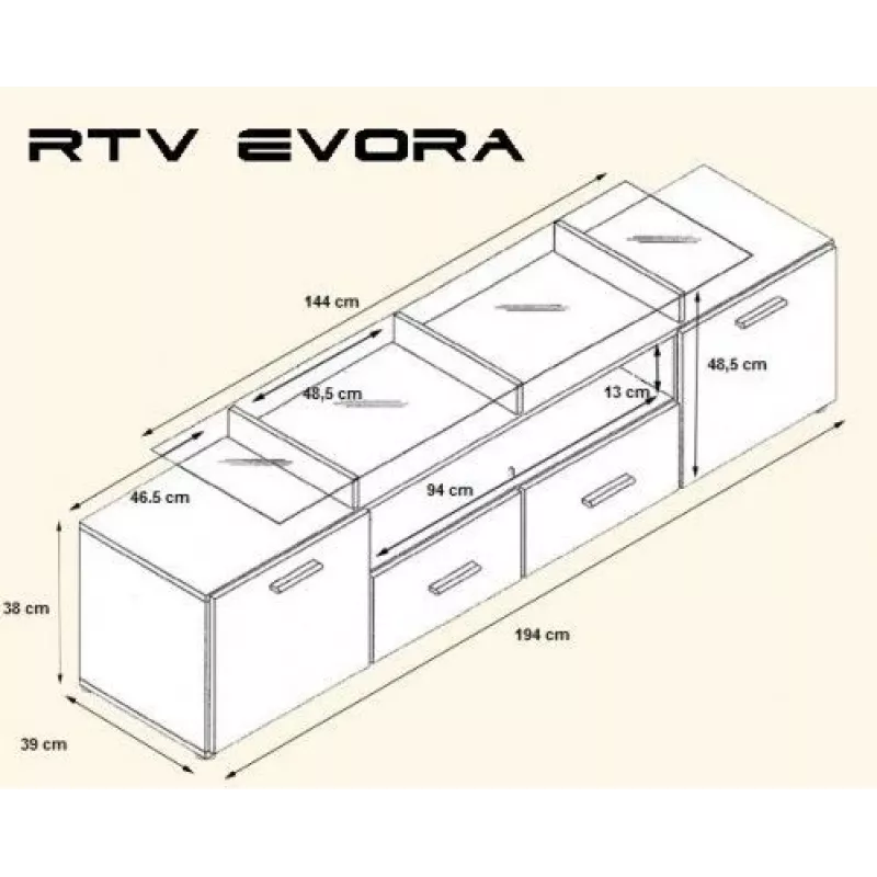 Cama TV stand EVORA 200 wenge/white gloss