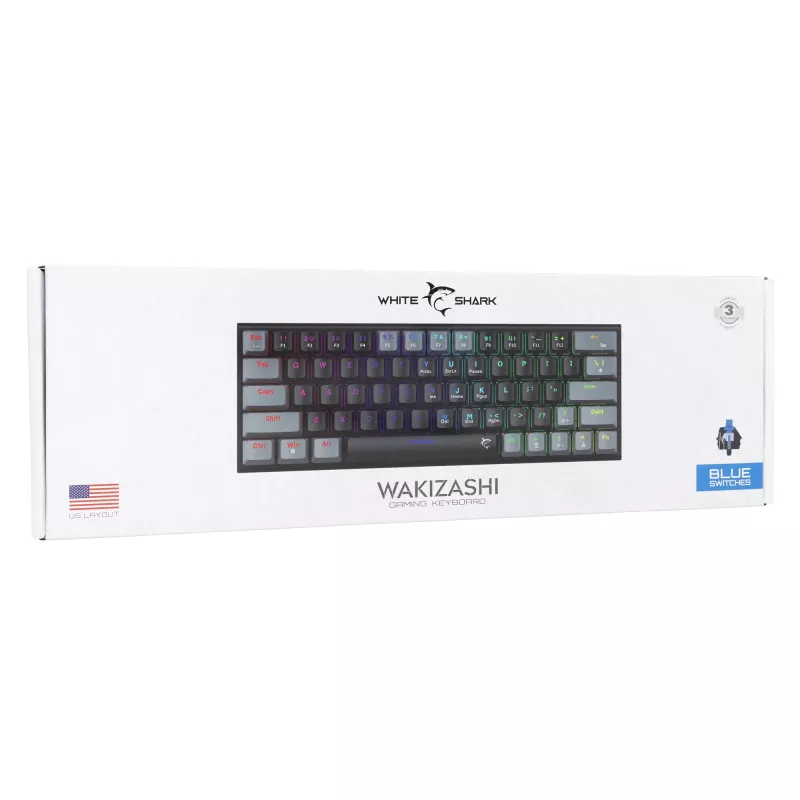 Mechanical gaming keyboard White Shark Wakizashi GK-002121V2 — black/grey frame, US blue switches