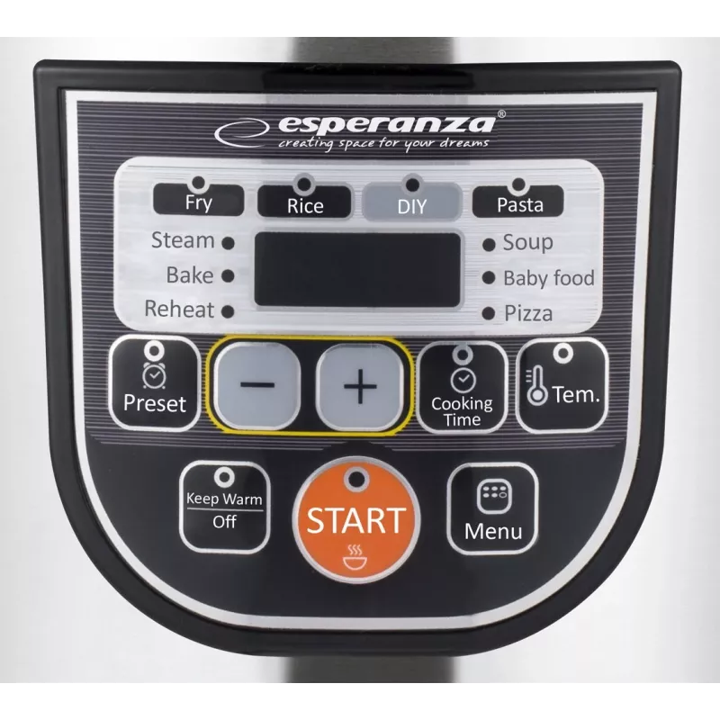 Multicooker ESPERANZA EKG011, 5 L capacity, 860 W, Black/Stainless Steel