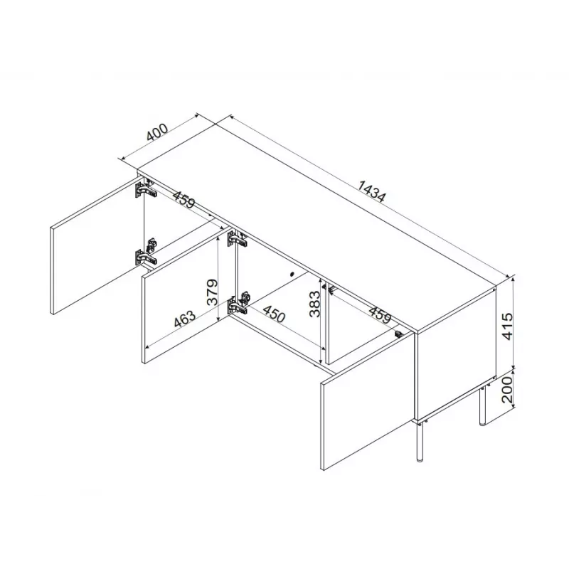 Cama INSERTO 3D TV cabinet 143.5x40x61.5 cashmere + LED