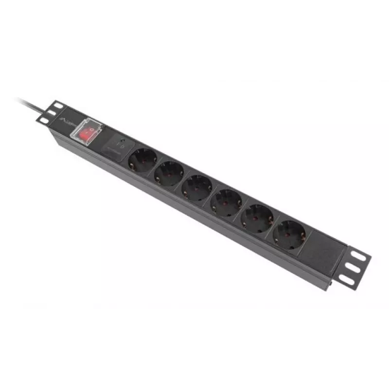 Rack PDU 19 inch LANBERG PDU-06F-0200-IEC-BK 1U 10A 6× Schuko 2 m