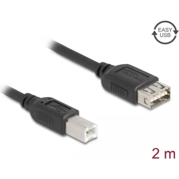 USB 2.0 cable DELOCK 81531 — 2 m, USB B to USB A, black, gold-plated contacts
