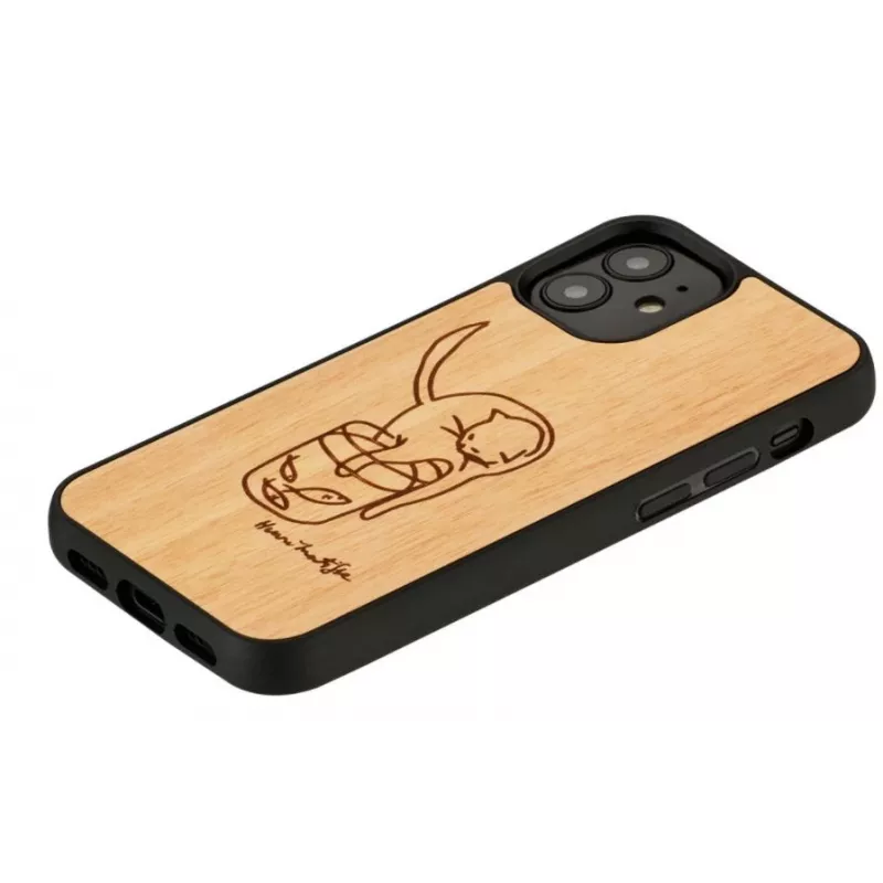 Phone case man and wood for iPhone 12 mini — printed cat with red fish