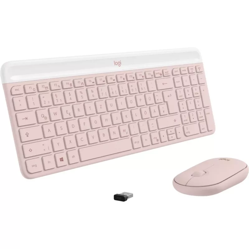 Logitech Slim Wireless Combo MK470 - Keyboard-and-Mouse-Set - Wireless - 2,4 GHz - QWERTY - rosé (920-011314)