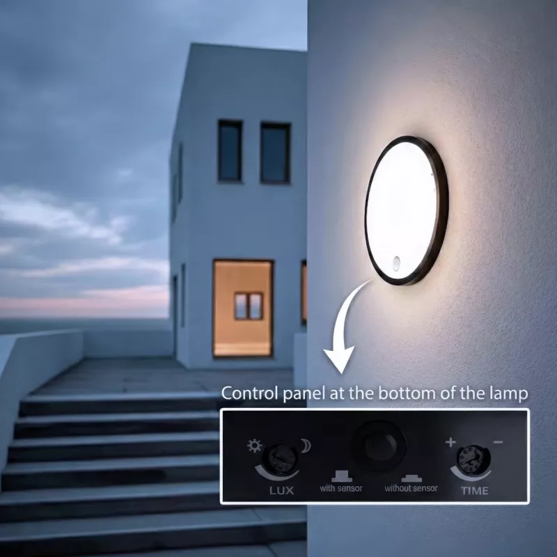 LED lamp with PIR sensor MACLEAN MCE525 B — outdoor wall light, motion-activated LED