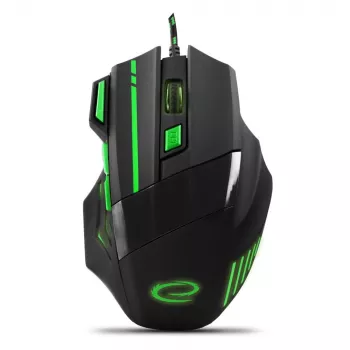 Wired Gaming Mouse ESPERANZA EGM201G — right-hand, optical 2400 DPI, 7 buttons, USB Type-A, 1.5 m cable, black/green