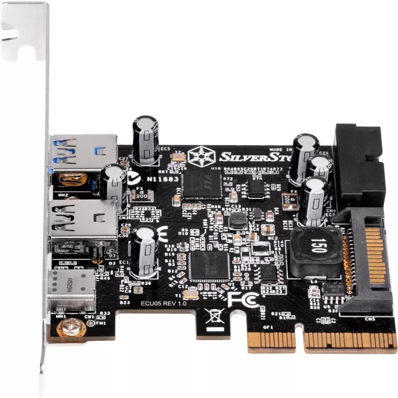 SilverStone ECU05 - USB-Adapter - PCIe 2,0 x2 Low Profile - USB 3,1 Type C x 1 + USB3.0 x 2 + USB3.0 (intern) x 2 (SST-ECU05)