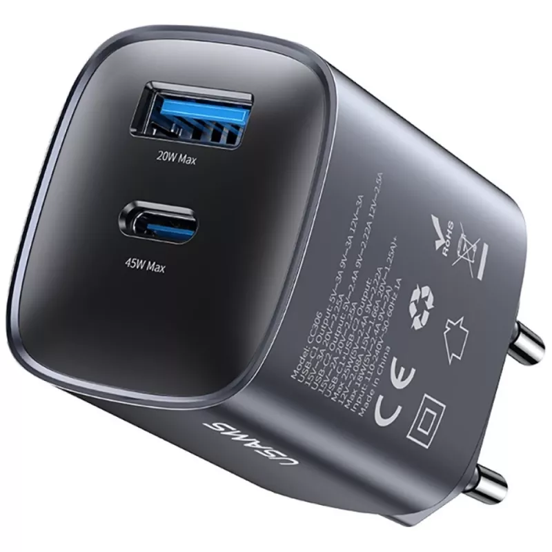 Charger T66 45W CC290 GaN Fast charge silver