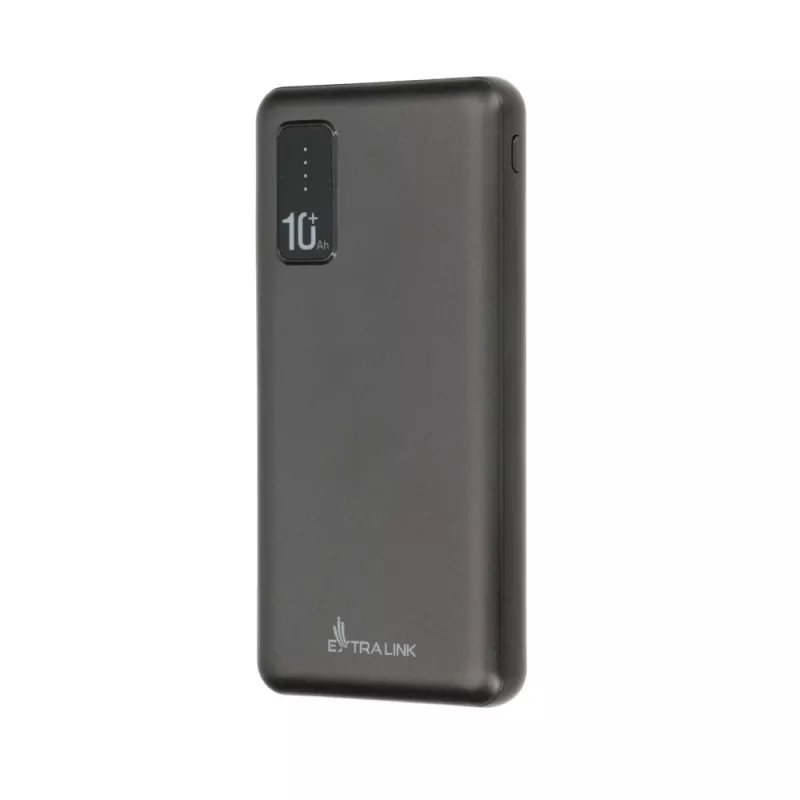 Power bank Extralink EPB-098B 10000 mAh, LiPo, 2× USB-A + 1× USB-C, black
