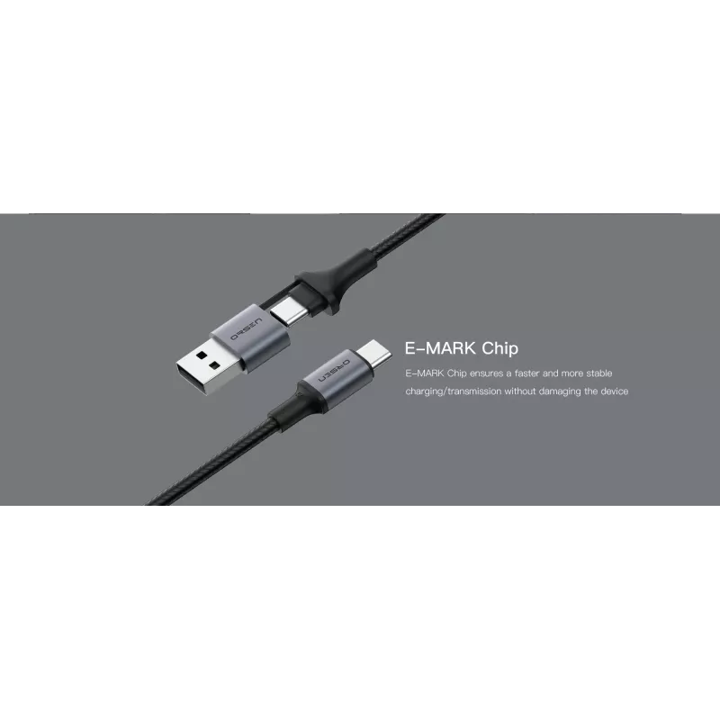 USB Type-C 2-in-1 cable Orsen S8, 5A, 1.5 m (fast charging/data)