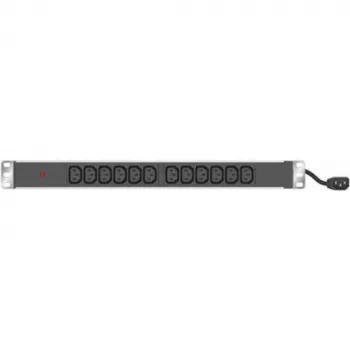 Tecline 19in PDU 12x IEC13 Socket in Aluminium Housing 1U, 3x 1.5mm Cable 2.5m, RAL 9005 Black (808902)