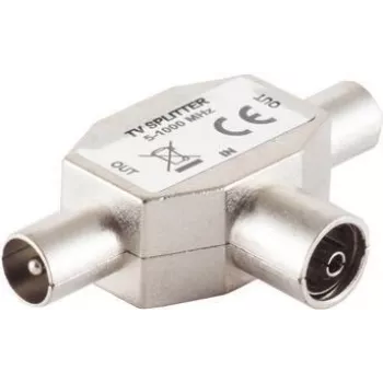 T-Connector ShiverPeaks 83110 — 2× plug to 1× coupling adapter for antenna coaxial connections