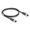 Network Cable DeLOCK M12 Cable A-coded 8 pin male to male Cat5e 1 m Black