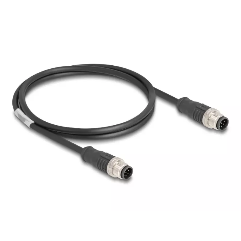 Network Cable DeLOCK M12 Cable A-coded 8 pin male to male Cat5e 1 m Black
