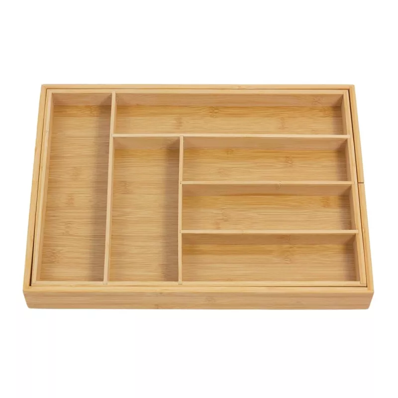 Cutlery drawer organiser GreenBlue GB379 bamboo insert with compartments, natural finish