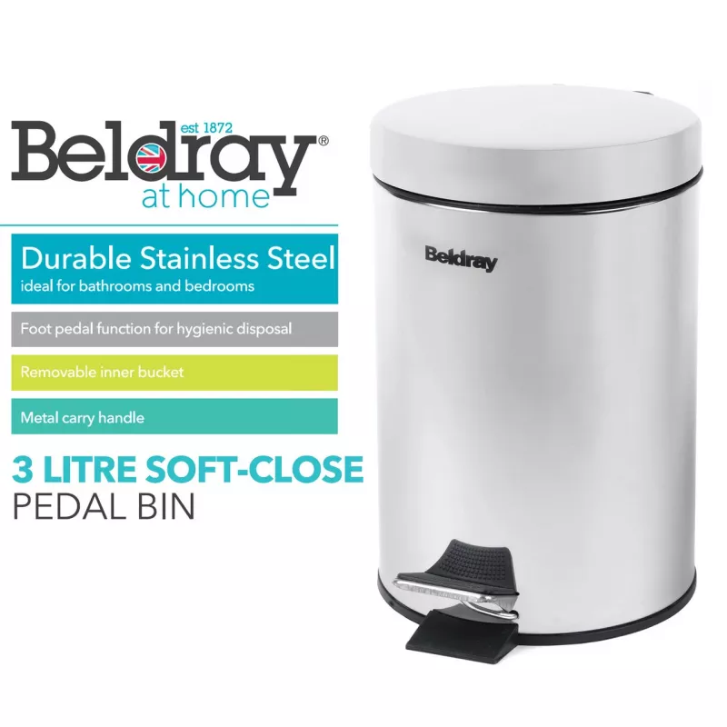 Pedal bin Beldray LA038098SSAFEU7 3 Litre Soft-Close Stainless Steel