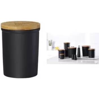 Storage jar ritzenhoff & breker Jasper Black 1800 ml stoneware with bamboo lid