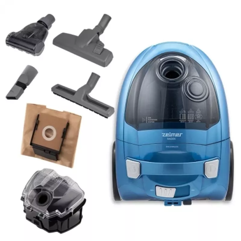 Bagless Vacuum Cleaner ZELMER ZVC032P Blue 1200W, compact canister design