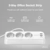 Power strip DIGITUS 3-way with 2×USB-A and 1×USB-C, 3 AC outlets Type E/F, 1.5 m cable, white