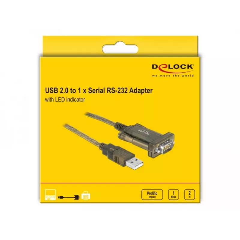 Serial Cable DeLOCK 64073 USB Type-A DB-9 Transparent 2m
