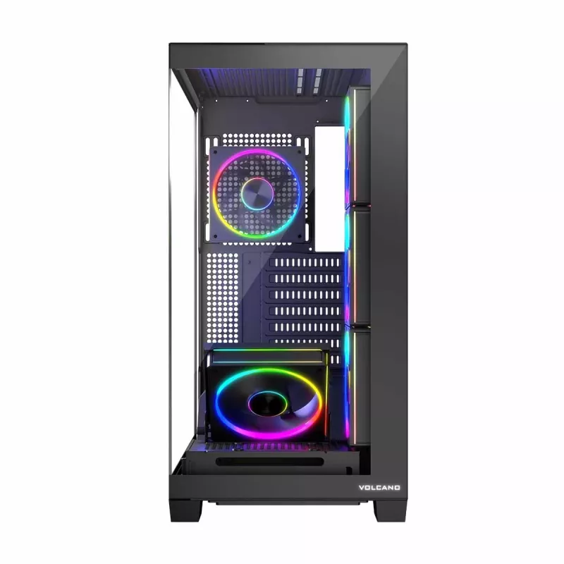 PC Case MODECOM Volcano Stellar 5F ATX Midi Tower, tempered glass, 5 preinstalled fans, USB‑C, supports microATX/ATX, max GPU 420mm, CPU cooler height 175mm
