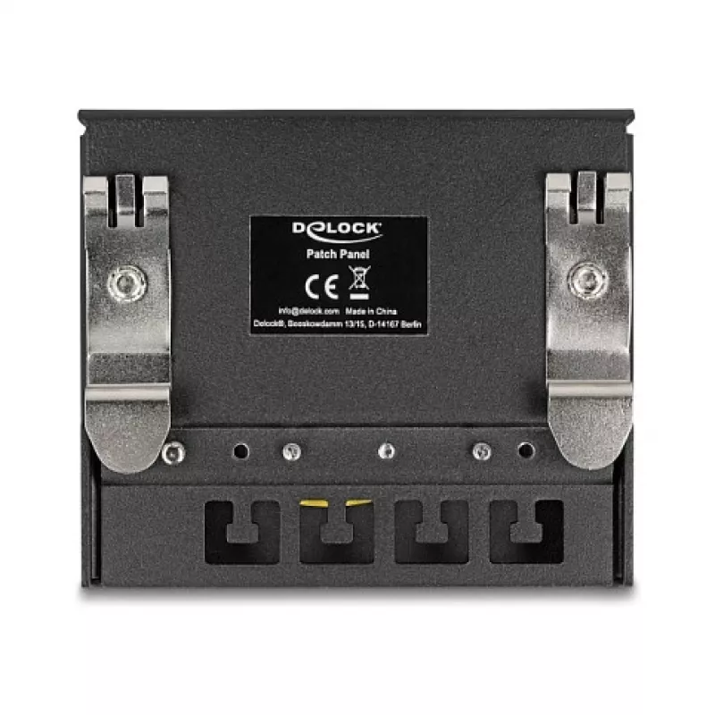 Patch panel DELOCK Mini Desktop RJ45 4-port Cat.6A shielded black, metal, 90×22×93 mm