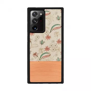 Protective phone case man and wood for Samsung Galaxy Note 20 Ultra — Pink Flower on Black
