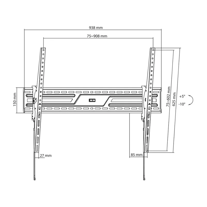 Wall/ceiling mounting bracket SBOX PLB-4269T-2 for 43–100 kg displays, platform 900×600 mm