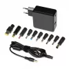 Laptop power adapter IBOX IUZ65WA, AC-to-DC auto 100–240V → 18.5–20.5V, 65W, 1×USB, black