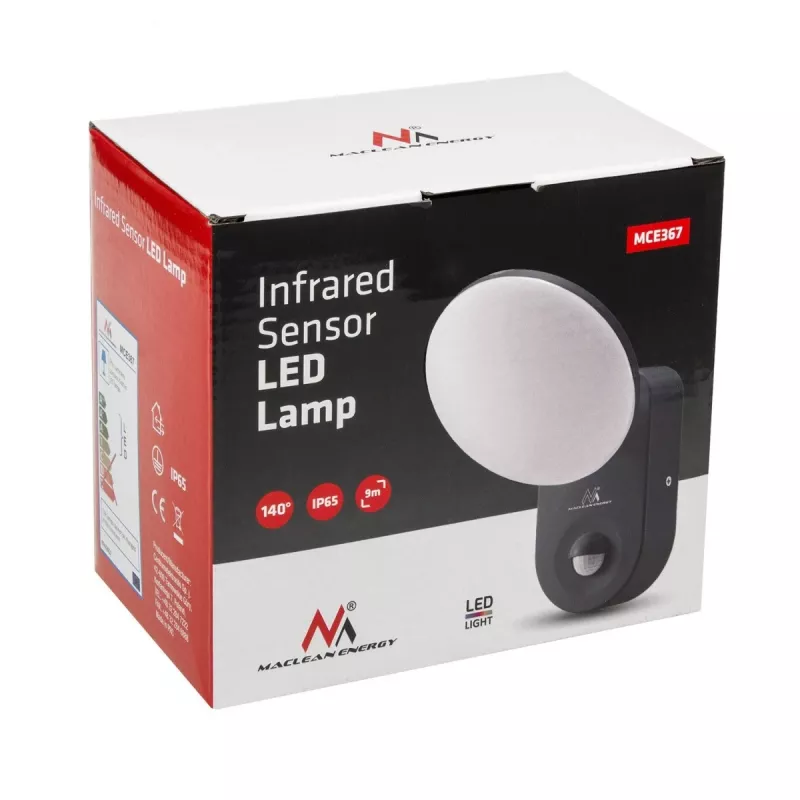 Wall Light MACLEAN MCE367 LED with PIR Sensor, outdoor LED wall lamp with motion detector