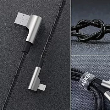 CB-AL01 Black Oem Nylon Cable USB Lightning 2m 90-Degree Connectors C