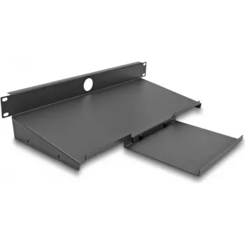 DeLOCK 66749 Steel Grey 19 inch 1U Keyboard Tray for Rack Cabinets, 483 mm Depth, 221 mm Keyboard Surface, 20 kg Load