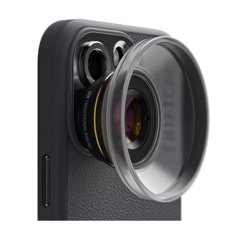 Photo lens ShiftCam LU-MC-025-23-EF — Macro lens 25x, M12 mount, aluminium/glass, 34.8 mm, 36.6 g, black/gold