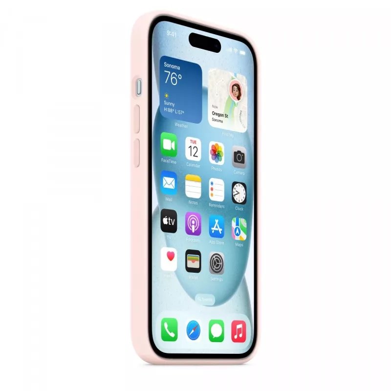 Silicone case with MagSafe for iPhone 15 - light pink
