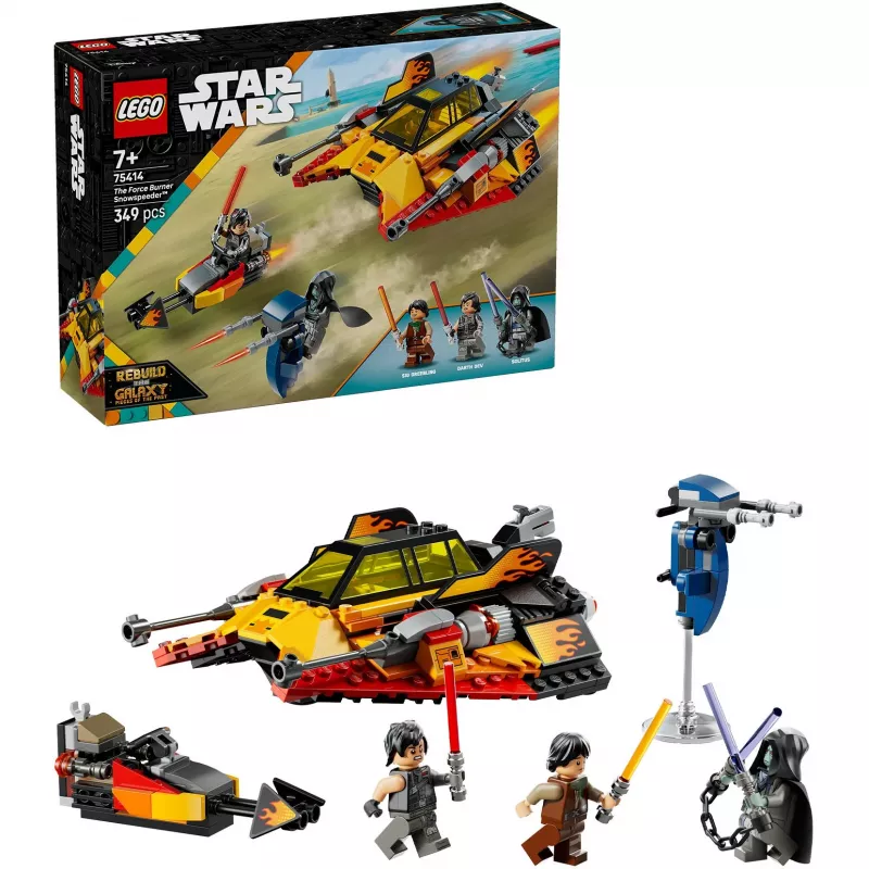 LEGO Star Wars Flame Speeder 75414 snow vehicle set — 349 pieces, 3 minifigures, age 7+