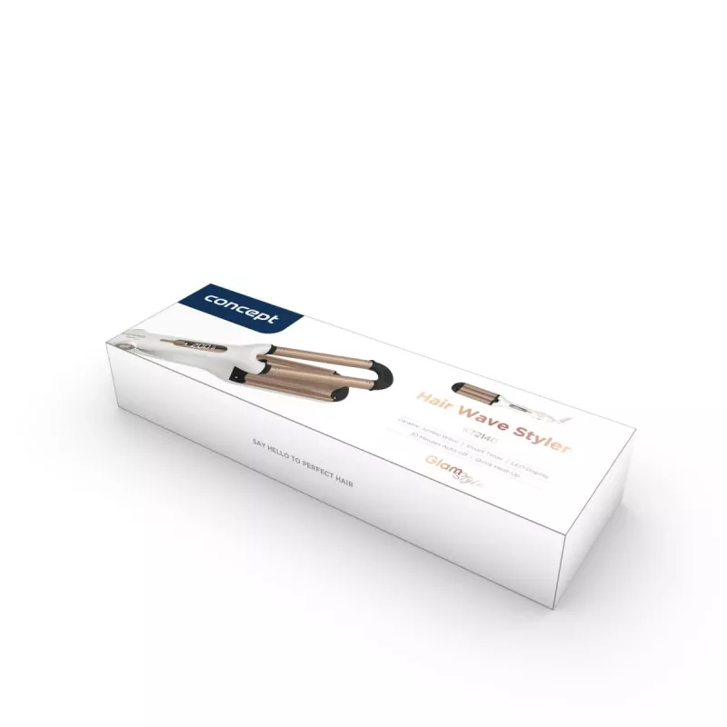Hair waver Concept GLAM Style KT2140 — 100 W, 120–200°C, 9 heat levels, 1.8 m swivel cord, gold