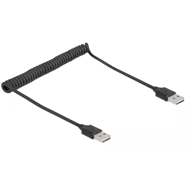 Coiled Cable DeLOCK EASY-USB 2.0 Type-A male to Type-A male 0.5m to 0.8m black