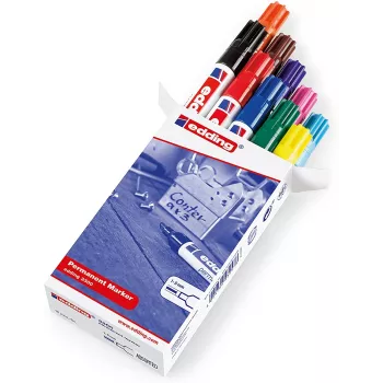 Permanent marker Edding 3300 Chisel tip Black Blue Brown Green Light Blue Orange Pink Purple Red Yellow 10 pcs