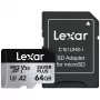 MicroSD Card Lexar 64GB UHS-I Class 3 SILVER PLUS