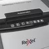 Paper shredder REXEL Optimum AutoFeed+ 100X — 100-sheet auto feed, 4 x 28 mm cross-cut, 34 L bin, aluminium