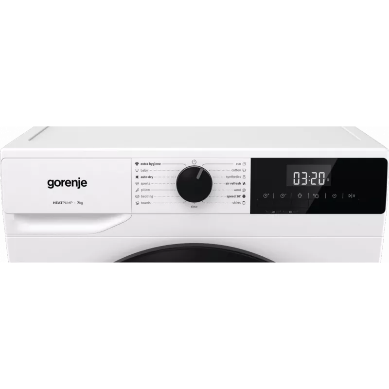 Gorenje Dryer Machine | D2HNE7E | Energy efficiency class E | Front loading | 7 kg | Heat pump | LED | Depth 51 cm | White