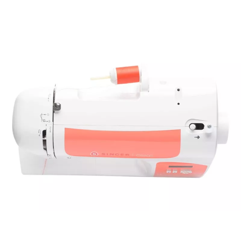 SINGER C5205 sewing machine, model 230239102, portable domestic mechanical/stitcher in coral orange