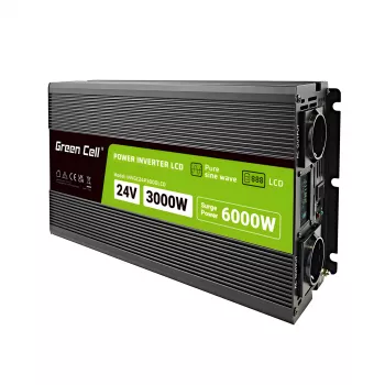 Car inverter Green Cell INVGC24P3000LCD 24V 3000W Pure Sine Wave, 230V 50Hz, LCD, Type F