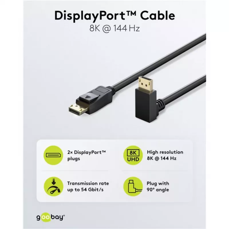 DisplayPort cable WENTRONIC 77057 — DisplayPort 1.4, 54 Gbit/s, up to 8K 144 Hz