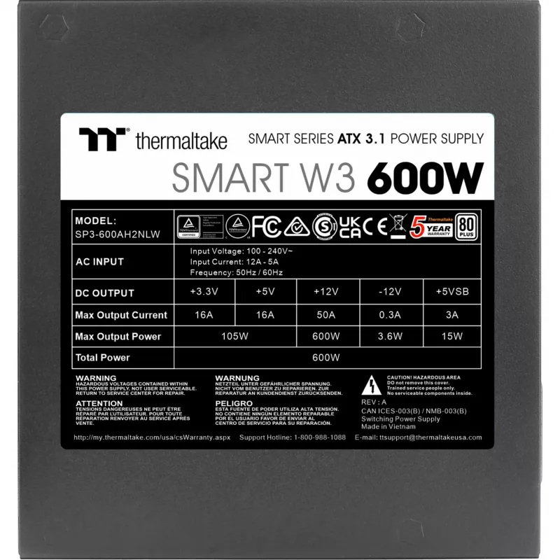 Power Supply Unit Thermaltake Smart W3 600 W