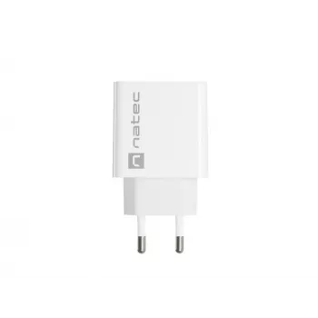 Indoor AC Fast Charging Charger NATEC RIBERA 12V 20W USB-C PD 3.0 + USB-A Samsung AFC White