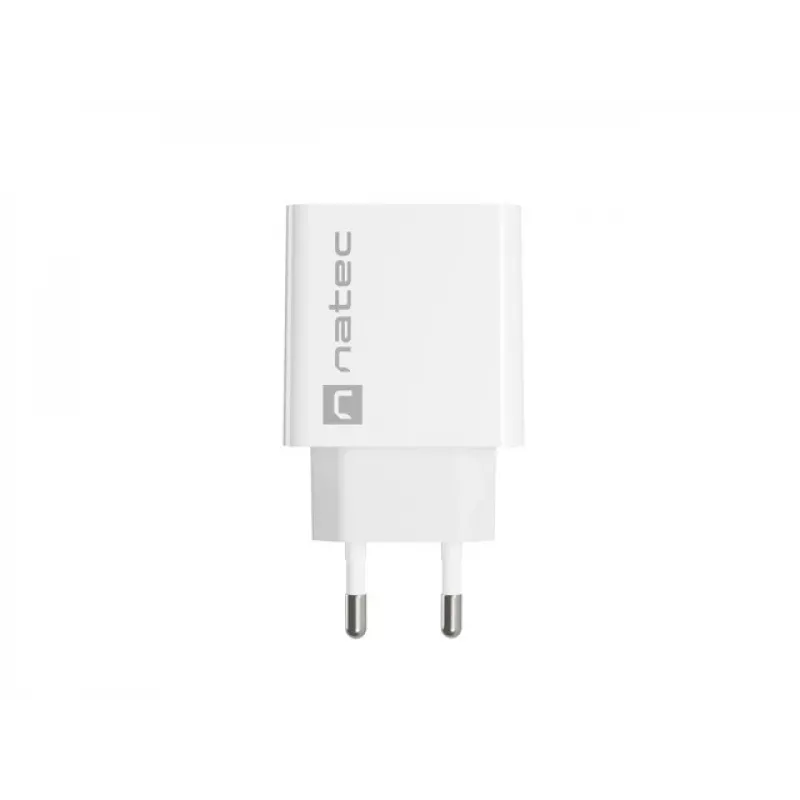 Indoor AC Fast Charging Charger NATEC RIBERA 12V 20W USB-C PD 3.0 + USB-A Samsung AFC White